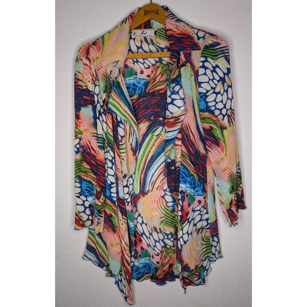 Rossi Roma Italy Multicolor Artsy paisley Crinkle Women's XL Cardigan (000)